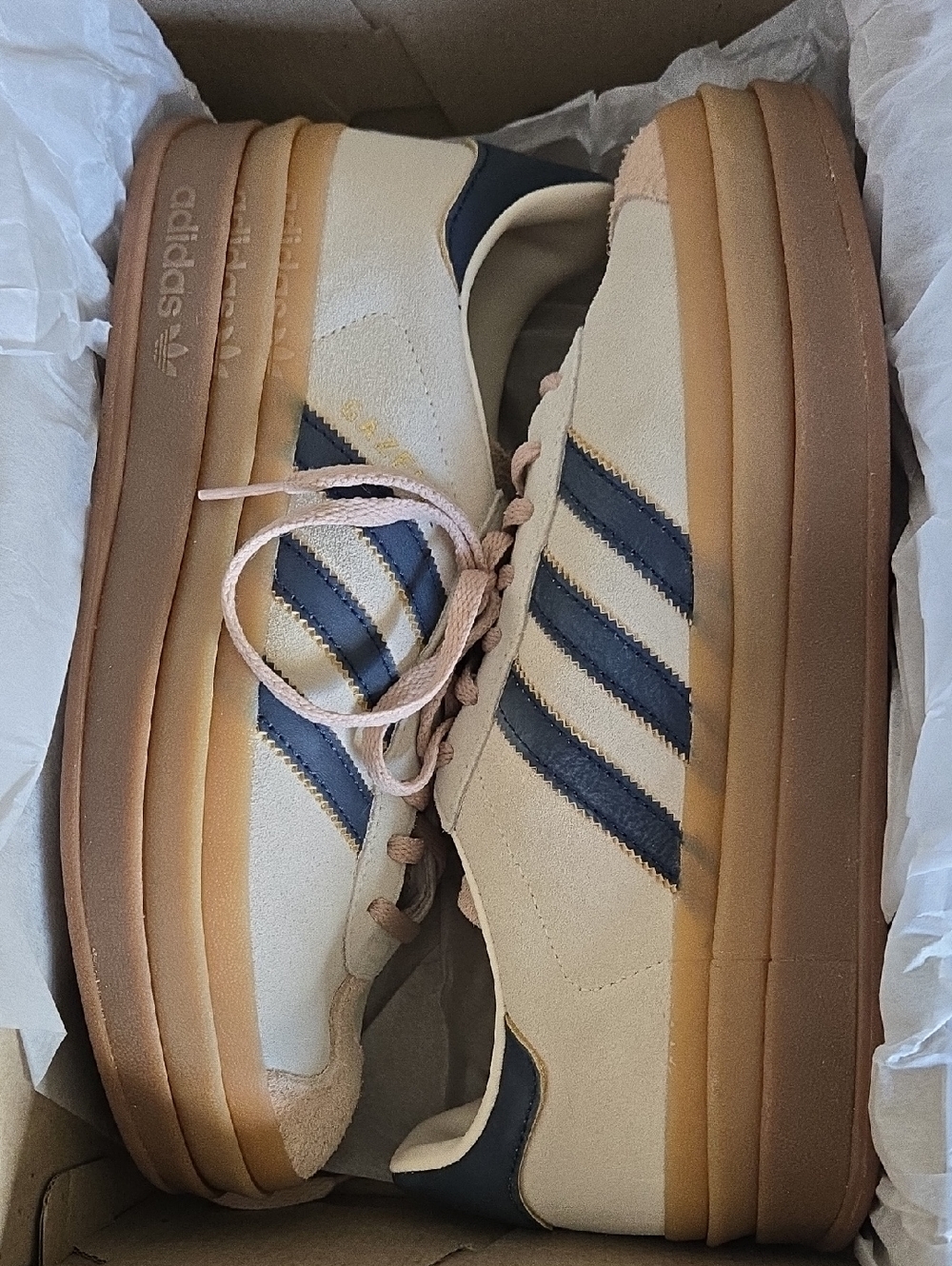 Brand New adidas Gazelle Bold Cream White / Night Indigo / Magic Beige - Picture 4 of 5